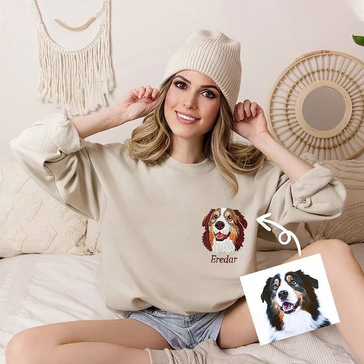 Personalized Pet Portrait Embroidered Sweatshirt